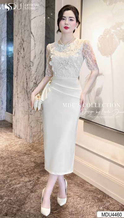 IVORY POISE – ELEGANT LACE & SATIN PERFECTION | MDU4460