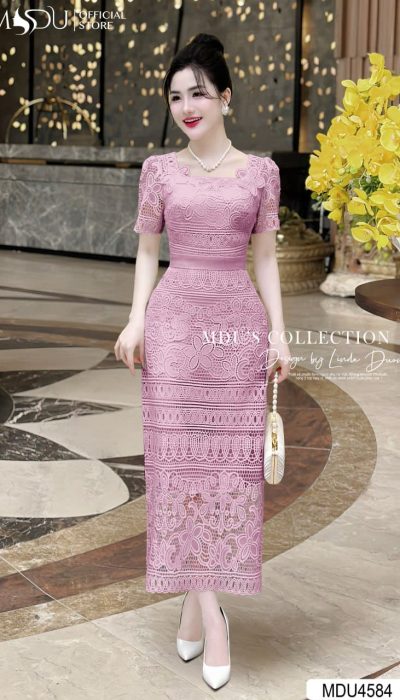 Royal Bloom - Elegant Floral Lace Dress | MDU4584