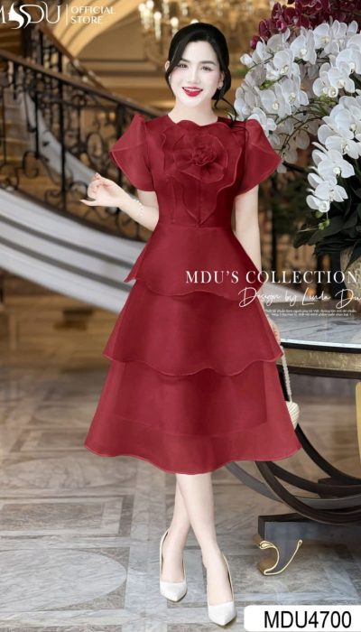 GARNET SHINE - RED FLARE DRESS | MDU4700