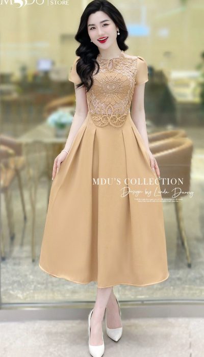 MARRON ÉLÉGANCE – Timeless Neutral With Artful Lace | MDU3907
