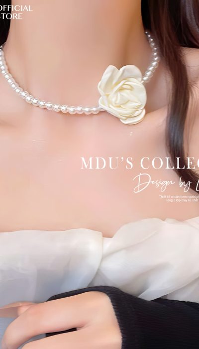 ÉTOILE DE CRÈME – Pearl Choker With Ivory Rose Accent | VLD023