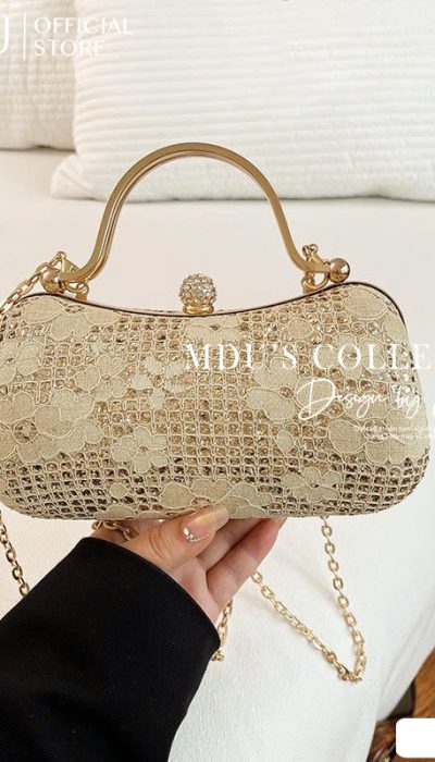 TLD019 – Golden Bloom Evening Clutch With Crystal Clasp
