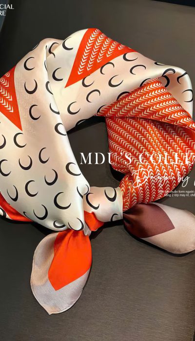 ORANGE RÉFLEXION – Bold Geometric Silk Scarf | KLD045