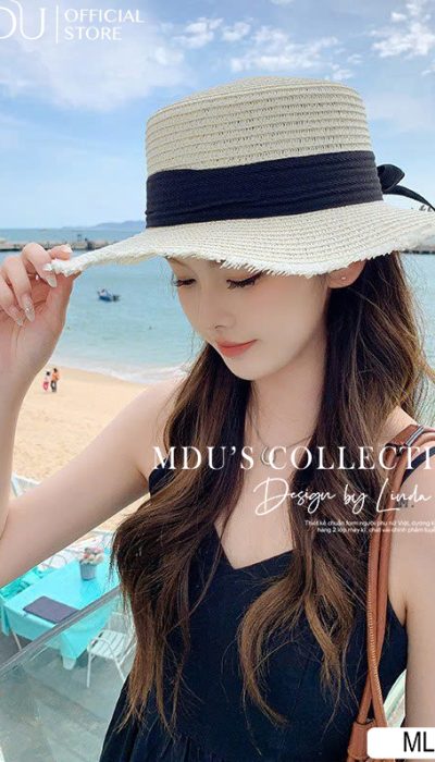 SOLEIL BOW – Frayed Straw Boater Hat | MLD002
