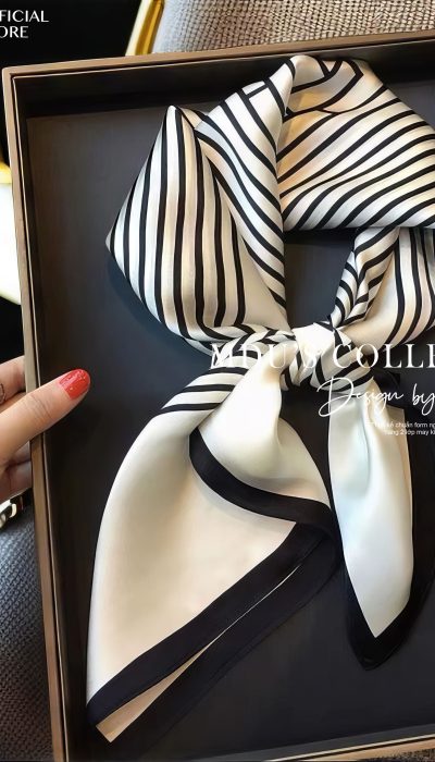 BANDES NOIR – Classic Striped Silk Scarf | MDU4756