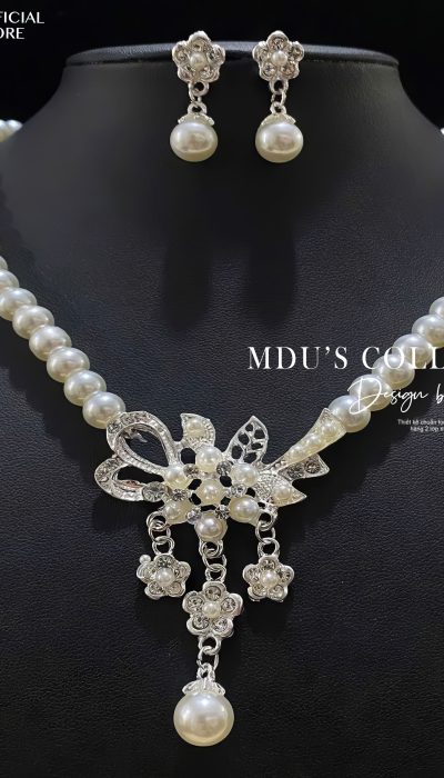 OPULENCE PEARL – Elegant Pearl and Crystal Necklace & Earring Set | VLD065