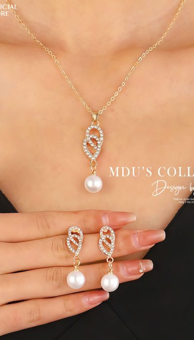 ÉCLAT D’OR – Pearl Drop Crystal Jewelry Set | VLD064