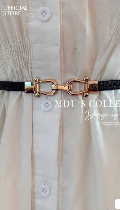 CHAIN LINK – Black Leather Belt with Gold Accent | BLD005