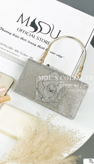 STELLAR BLOOM – Crystal Rose Handle Clutch | TLD008