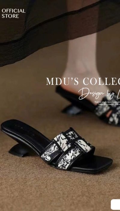 NOIR TWIST – Black Vintage Strap Heel Slides | SLD007