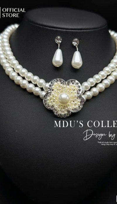 VLD130 – Elegant Pearl Necklace and Matching Earrings Set