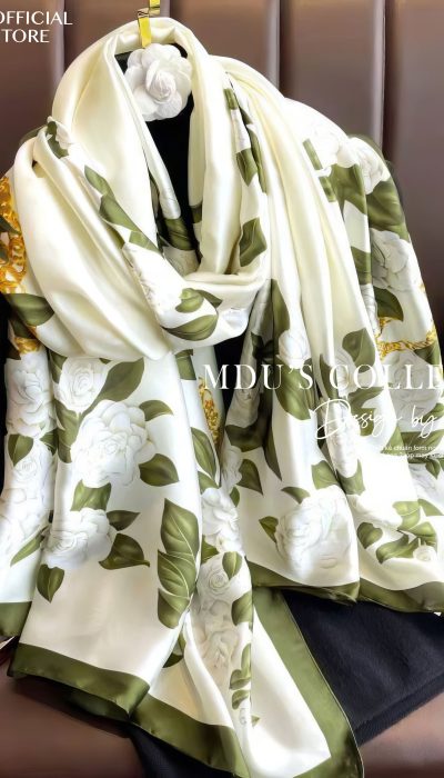VERDANT BLOOM – Botanical Silk Scarf | KLD025