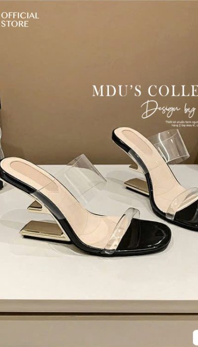 CLEAR GLAM – Transparent Strap Sandals with Sculptural Gold Heel | SLD005
