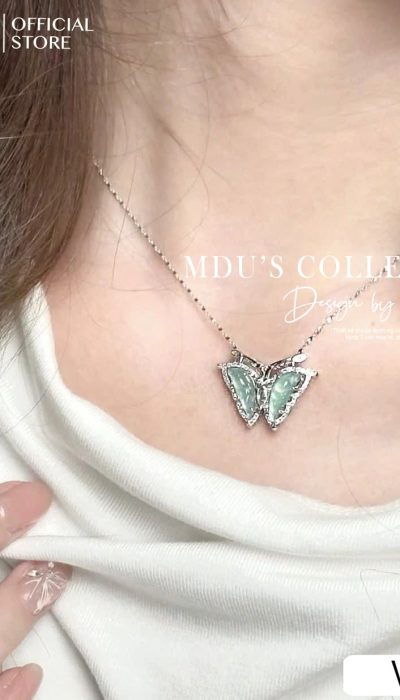 VLD135 – Butterfly Wing Gem Necklace in Mint Green Crystal