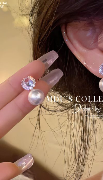 ÉTOILE LUNE – Crystal Halo Pearl Earrings | VLD039