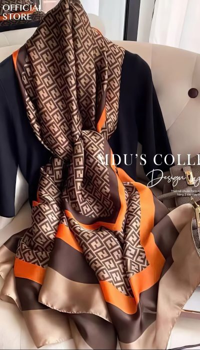 URBAN ÉLAN – Geometric Silk Scarf With Luxe Edge | KLD033