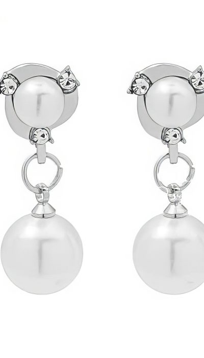 ARGENTÉ CIRCLE – Modern Silver Pearl Drop Earrings | VLD040