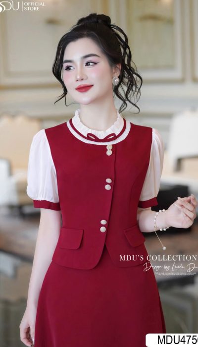 RUBY HERITAGE – TIMELESS GRACE IN STRUCTURED TWILL | MDU4756