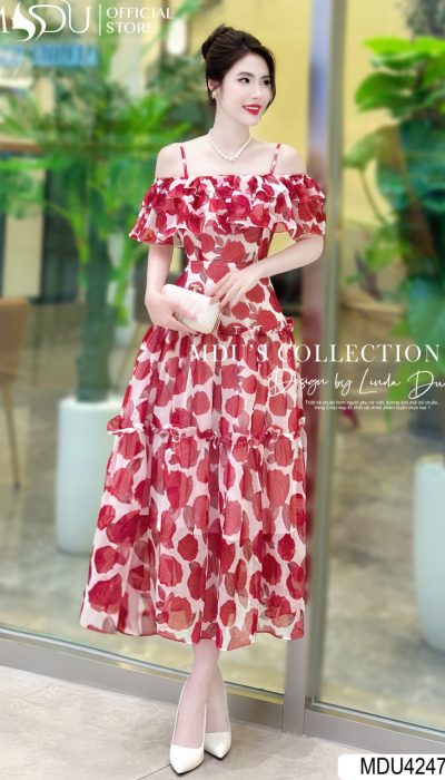 ROSY WHISPER – ELEGANT FLORAL CHARM IN LIGHT ORGANZA | MDU4247