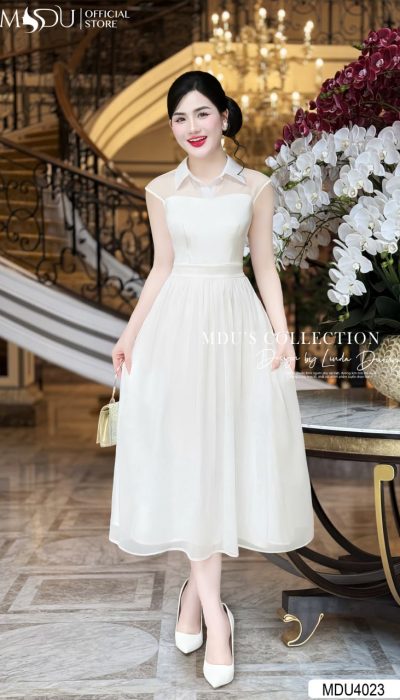 IVORY SERENITY – GRACEFUL FEMININITY IN A MODERN SILHOUETTE | MDU4023