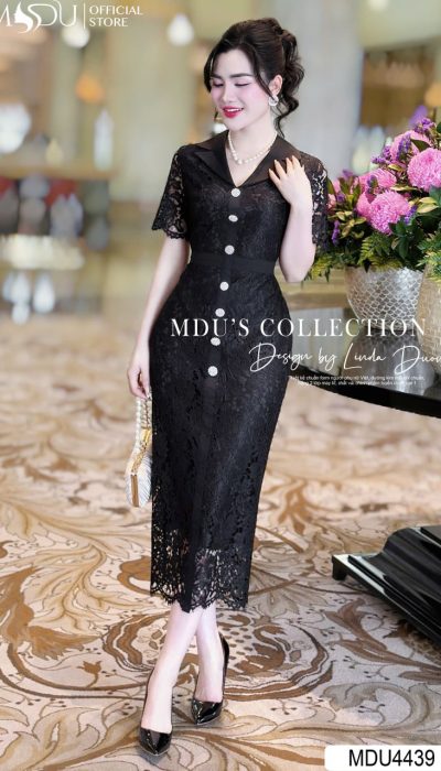 LACE ELEGANCE – THE REFINED BLACK DRESS | MDU4439