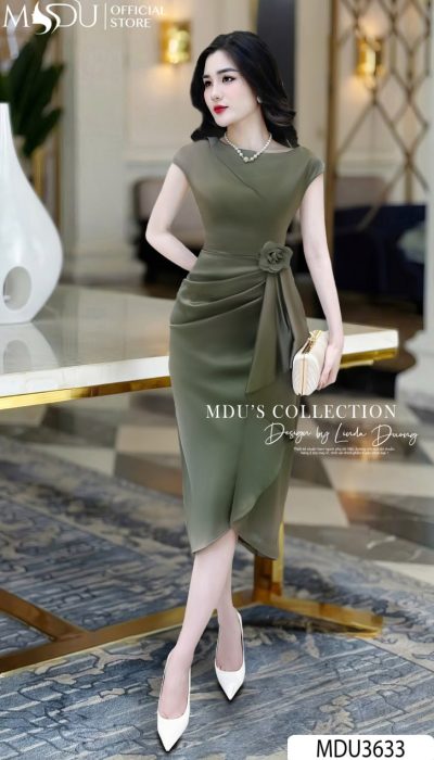 OLIVE SERENITY – DRAPED ELEGANCE IN MODERN FORM | MDU3633