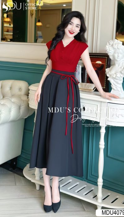 NOIR & CRIMSON – Dual-Tone Elegance With Oriental Charm | MDU4079