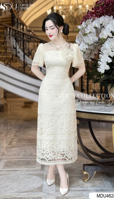 IVORY POISE – TIMELESS ELEGANCE IN LACE & ORGANZA | MDU4628