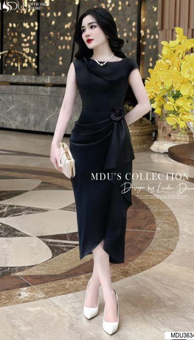 NOIR DRAPÉ – SCULPTED MINIMALIST CHIC | MDU3634