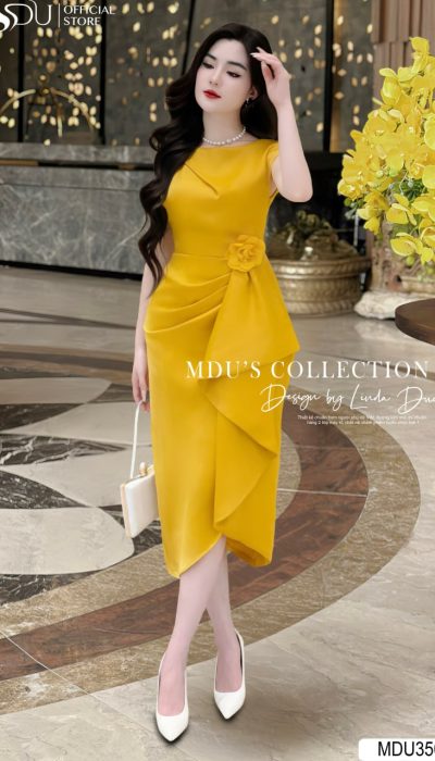 GOLDEN AURA – SUNLIT SOPHISTICATION IN MUSTARD SATIN | MDU3502