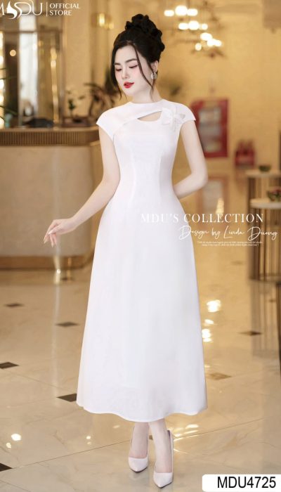 Timeless Grace – Elegant Mango Italian Dress with Floral Accent | MDU4725