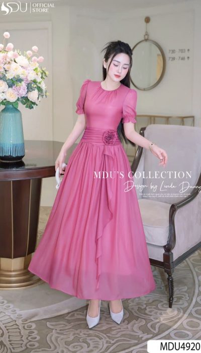 GRACEFUL BLOOM – SHIMMERING SILK DRESS | MDU4920