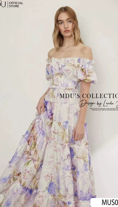 OFF-SHOULDER FLORAL MAXI DRESS - MUS003
