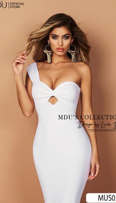 ASYMMETRICAL CUTOUT BODYCON DRESS - MUS034