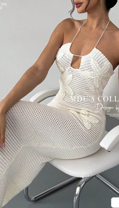 CROCHET HALTERNECK BODYCON DRESS - MUS009