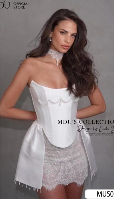 PEARL TRIMMED CORSET MINI DRESS - MUS037