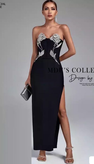 ELEGANT ROSE EMBELLISHED GOWN - MUS063