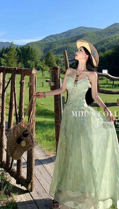 MINT WHISPER RUFFLE DRESS - MUS085