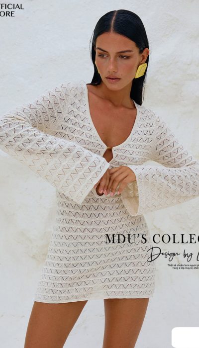 CROCHET BELL SLEEVE MINI DRESS - MUS012