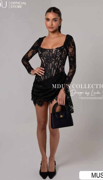 LACE CORSET BODYCON MINI DRESS- MUS015
