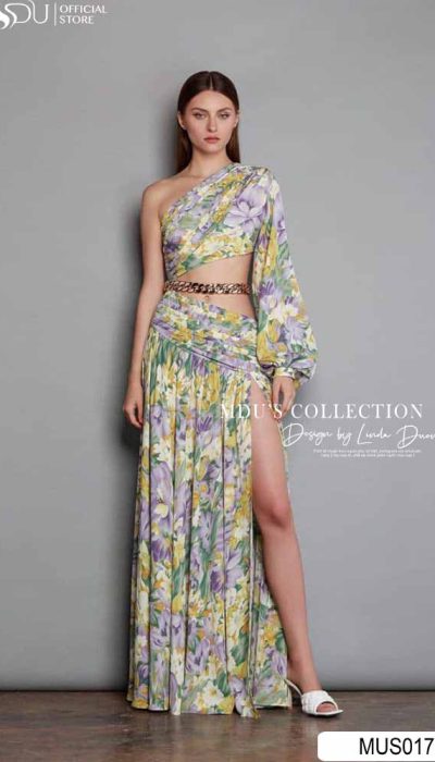 ONE-SHOULDER FLORAL MAXI SET - MUS017