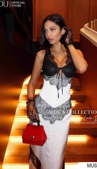 LUXE LACE CONTRAST GOWN - MUS072