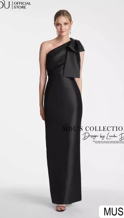 ONE-SHOULDER SATIN GOWN - MUS078