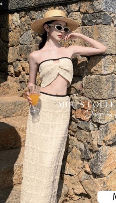 RIVIERA CHIC – CROCHET BANDEAU & MAXI SKIRT SET | MUS104