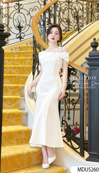 MDU5260 – Graceful Chic in White Satin