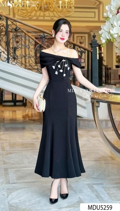 MDU5259 – Timeless Elegance in Black Satin