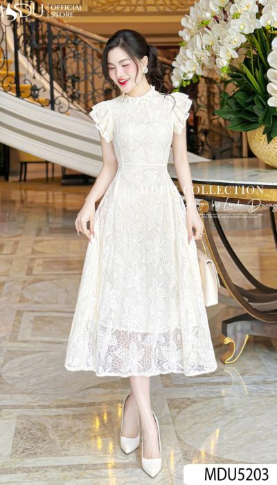 MDU5203 – Delicate Elegance in Ivory Lace