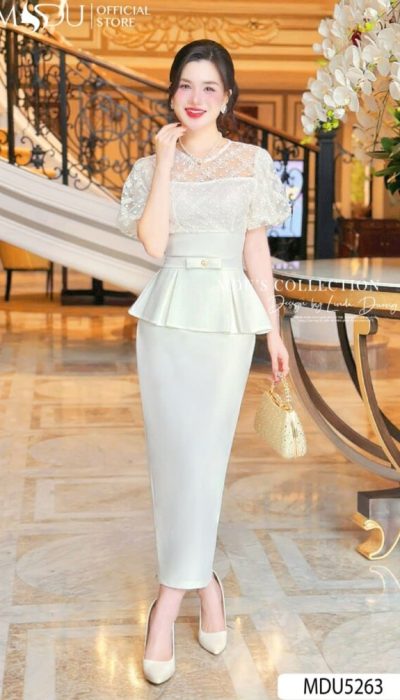 MDU5263 – ELEGANT LACE AND PEPLUM DESIGN