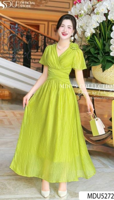 MDU5272 – LIME ELEGANCE IN LIGHTWEIGHT SILK TEXTURE