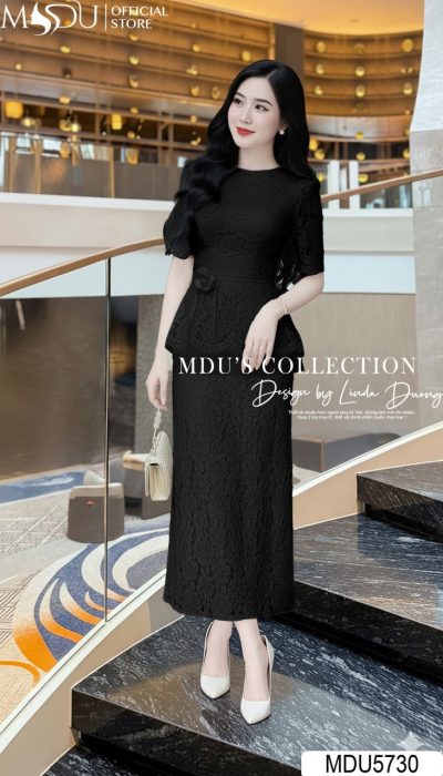 BLACK LACE ELEGANCE – REFINED PEPLUM SILHOUETTE WITH VERSATILE STYLING | MDU5730